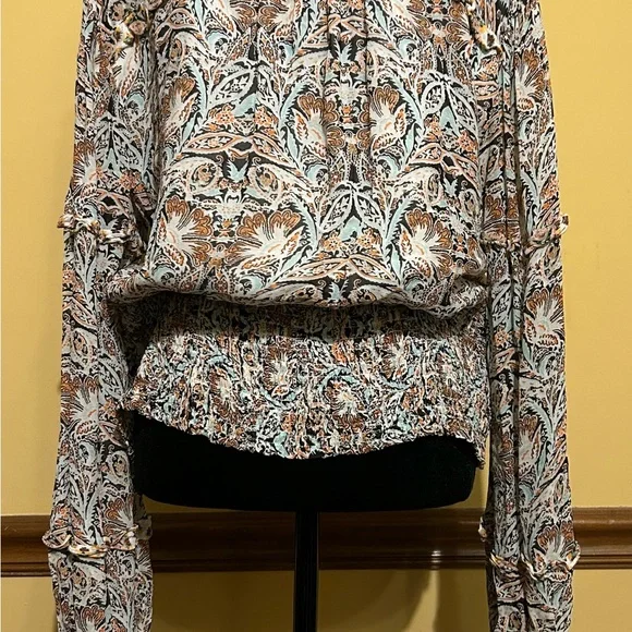 Anthropologie Floral Print Smocked Blouse - Picture 3 of 7